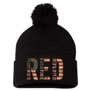 Red Friday Military Support Remember Everyone Deployed Pom Pom 12in Knit Beanie