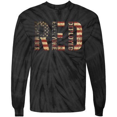 Red Friday Military Support Remember Everyone Deployed Tie-Dye Long Sleeve Shirt