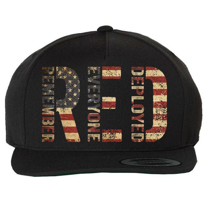 Red Friday Military Support Remember Everyone Deployed Wool Snapback Cap