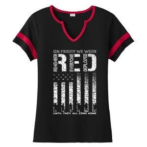 Red Friday Military On Friday We Wear Red Veteran Ladies Halftime Notch Neck Tee