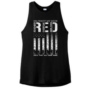 Red Friday Military On Friday We Wear Red Veteran Ladies PosiCharge Tri-Blend Wicking Tank