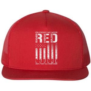 Red Friday Military On Friday We Wear Red Veteran Flat Bill Trucker Hat