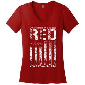 Red Friday Military On Friday We Wear Red Veteran Women's V-Neck T-Shirt