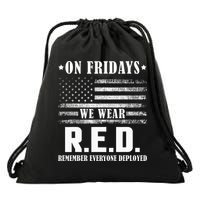 RED Friday Military US Army Remember erveryone deployed Drawstring Bag