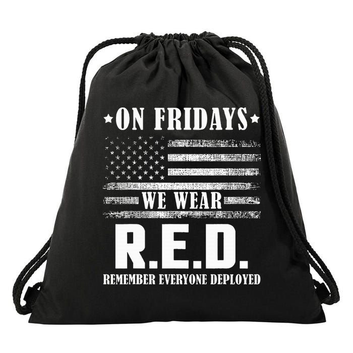 RED Friday Military US Army Remember erveryone deployed Drawstring Bag