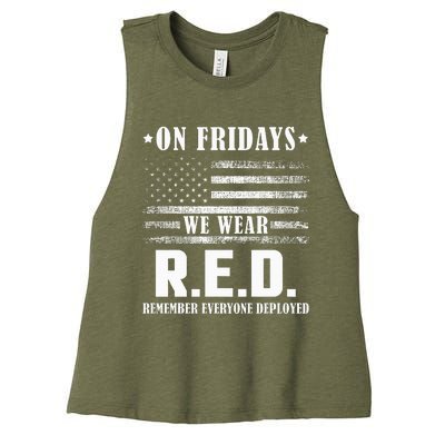 RED Friday Military US Army Remember erveryone deployed Women's Racerback Cropped Tank