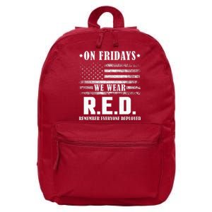 RED Friday Military US Army Remember erveryone deployed 16 in Basic Backpack