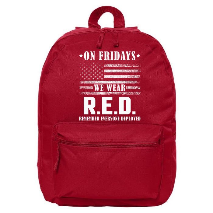 RED Friday Military US Army Remember erveryone deployed 16 in Basic Backpack