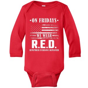 RED Friday Military US Army Remember erveryone deployed Baby Long Sleeve Bodysuit