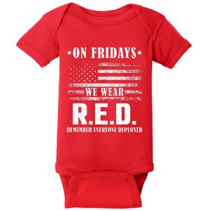 RED Friday Military US Army Remember erveryone deployed Baby Bodysuit