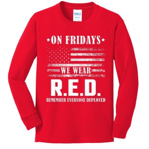 RED Friday Military US Army Remember erveryone deployed Kids Long Sleeve Shirt