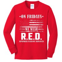 RED Friday Military US Army Remember erveryone deployed Kids Long Sleeve Shirt