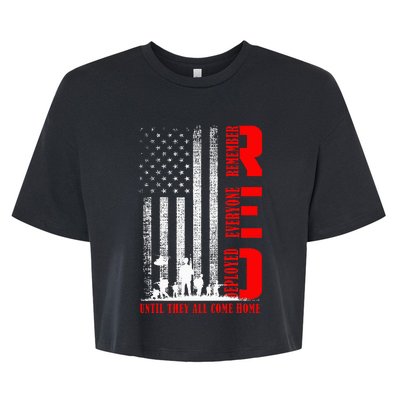 Red Friday Military U.S A.R.M.Y Remember Erveryone Deployed Bella+Canvas Jersey Crop Tee