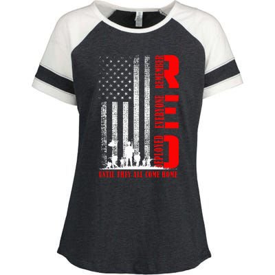 Red Friday Military U.S A.R.M.Y Remember Erveryone Deployed Enza Ladies Jersey Colorblock Tee