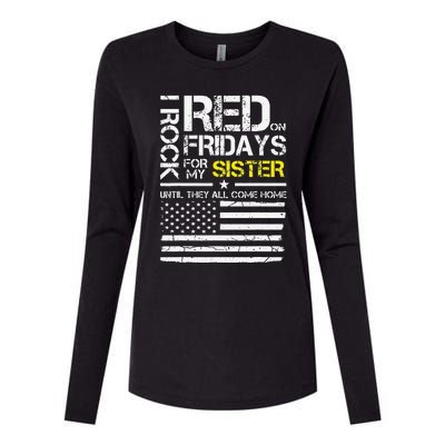 Red Friday Military Brother Gift Wear Red For My Sister Womens Cotton Relaxed Long Sleeve T-Shirt