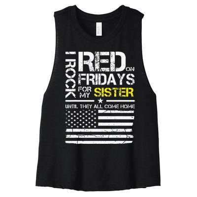 Red Friday Military Brother Gift Wear Red For My Sister Women's Racerback Cropped Tank