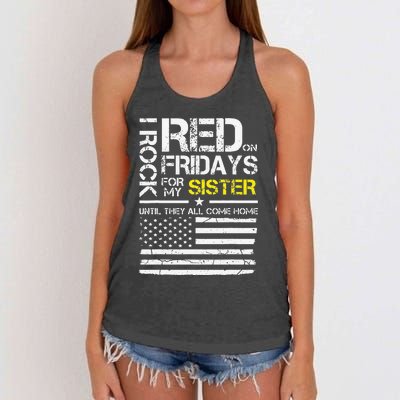 Red Friday Military Brother Gift Wear Red For My Sister Women's Knotted Racerback Tank