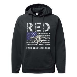 RED Friday Military S Air Force USAF US Flag Veteran Performance Fleece Hoodie