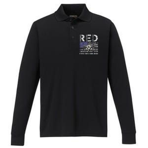 RED Friday Military S Air Force USAF US Flag Veteran Performance Long Sleeve Polo