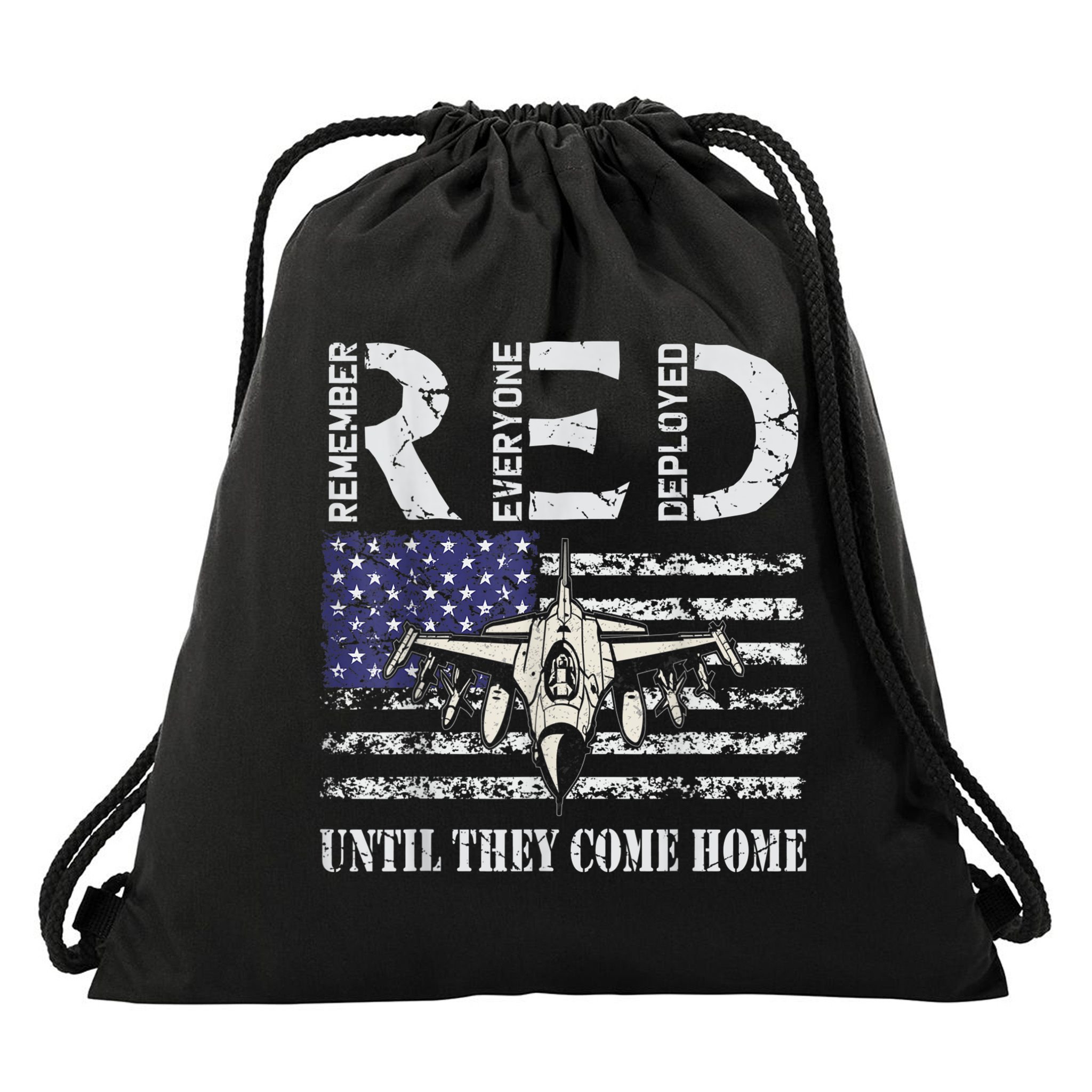 RED Friday Military S Air Force USAF US Flag Veteran Drawstring Bag