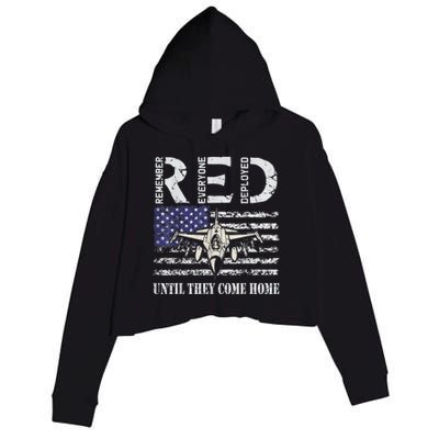 RED Friday Military S Air Force USAF US Flag Veteran Crop Fleece Hoodie