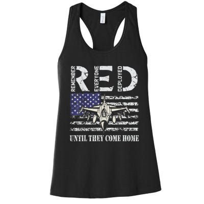 RED Friday Military S Air Force USAF US Flag Veteran Women's Racerback Tank