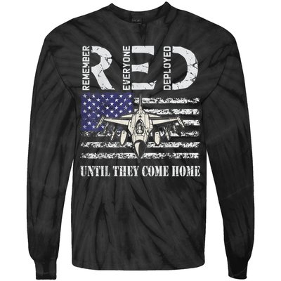 RED Friday Military S Air Force USAF US Flag Veteran Tie-Dye Long Sleeve Shirt