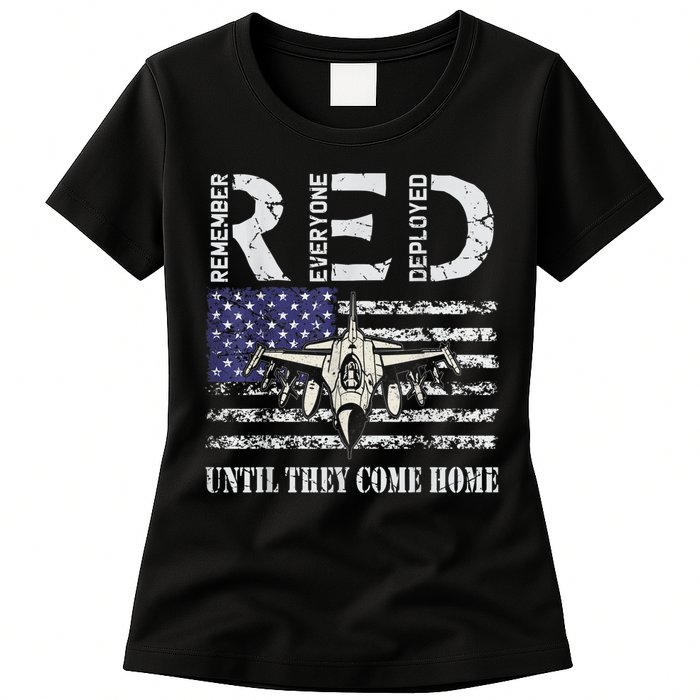 RED Friday Military S Air Force USAF US Flag Veteran Womens T-Shirt