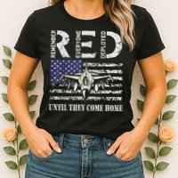 RED Friday Military S Air Force USAF US Flag Veteran Womens T-Shirt