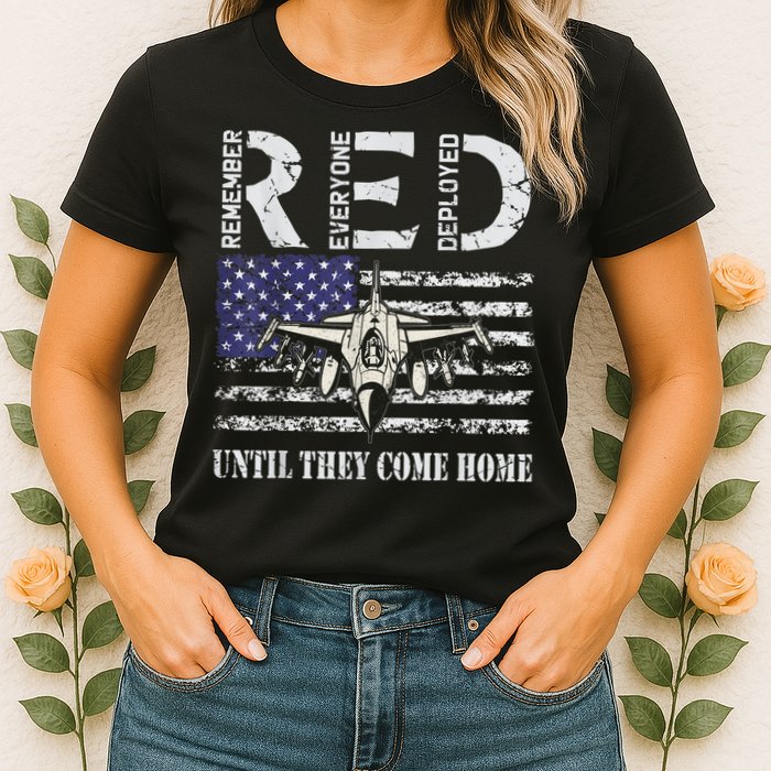 RED Friday Military S Air Force USAF US Flag Veteran Womens T-Shirt