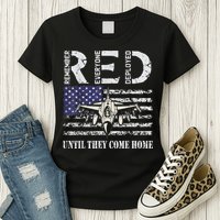 RED Friday Military S Air Force USAF US Flag Veteran Womens T-Shirt