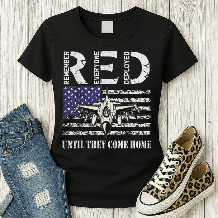 RED Friday Military S Air Force USAF US Flag Veteran Womens T-Shirt