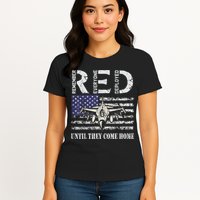 RED Friday Military S Air Force USAF US Flag Veteran Womens T-Shirt