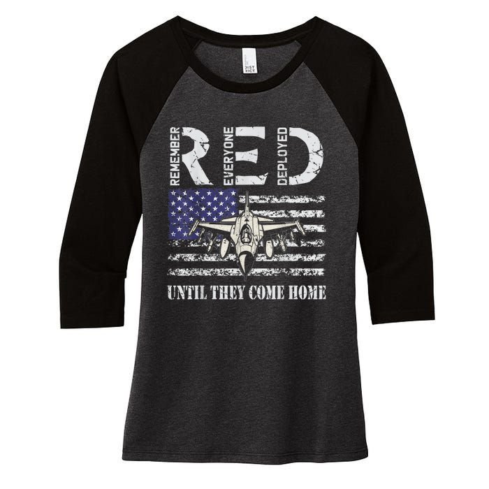 RED Friday Military S Air Force USAF US Flag Veteran Women's Tri-Blend 3/4-Sleeve Raglan Shirt