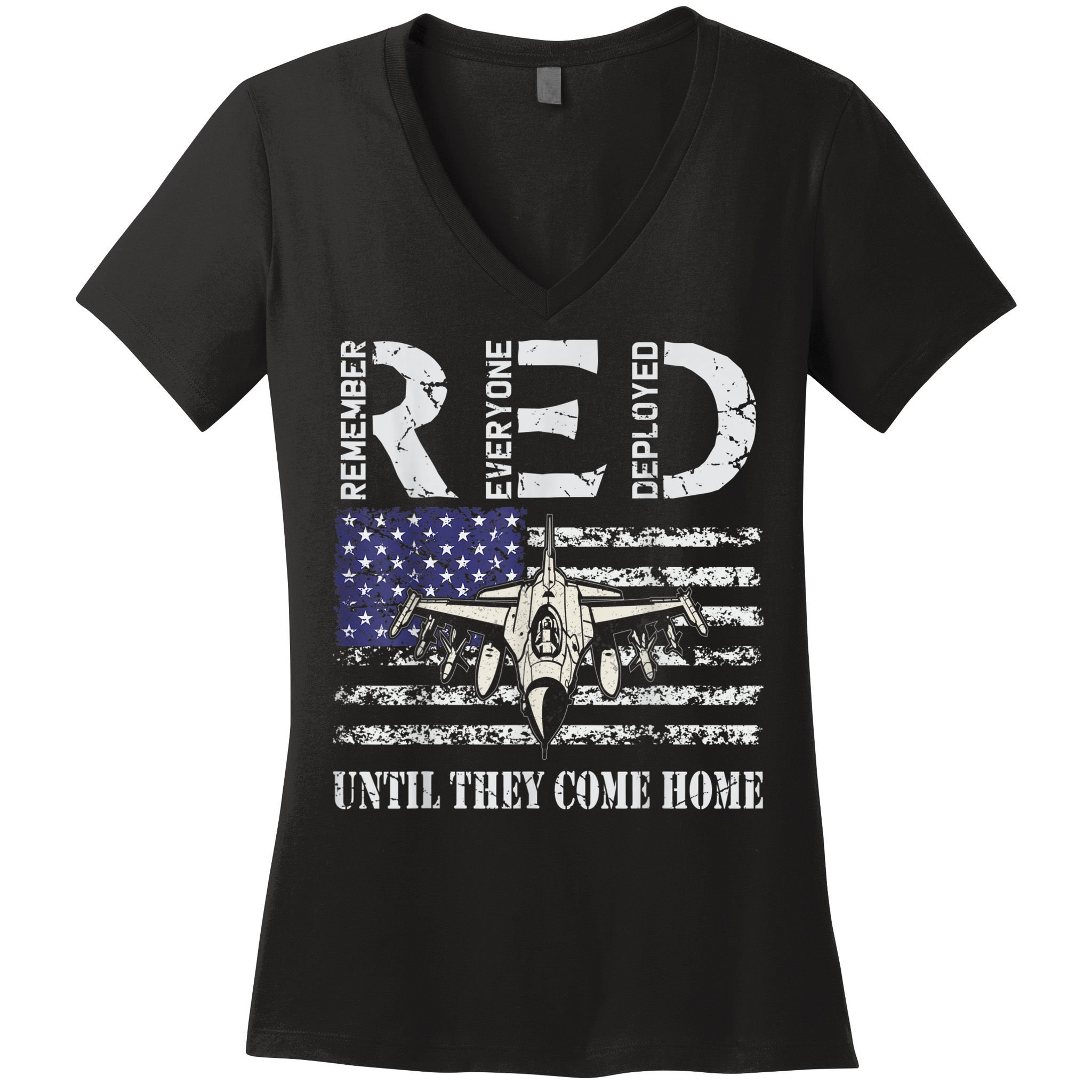 RED Friday Military S Air Force USAF US Flag Veteran Women's V-Neck T-Shirt