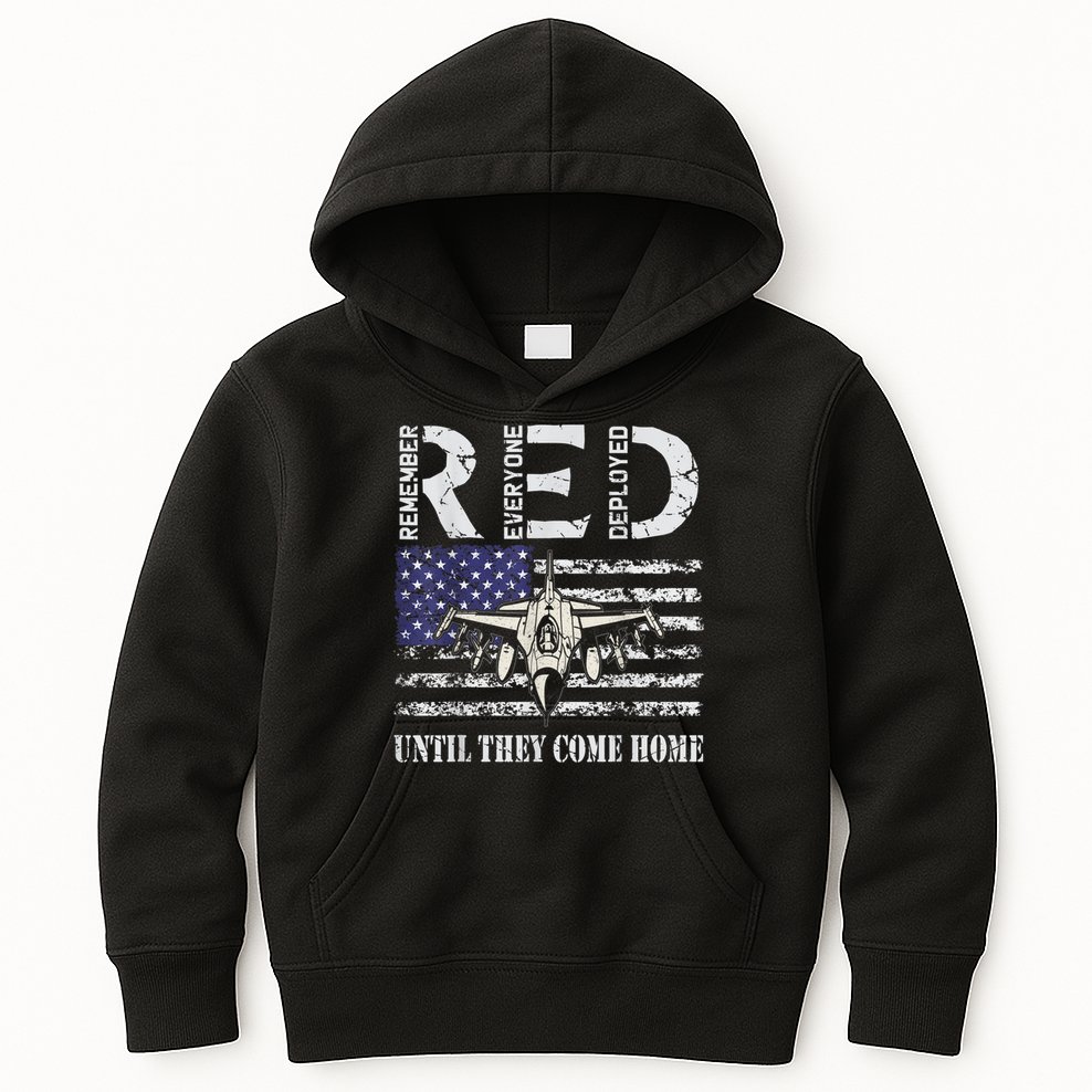 RED Friday Military S Air Force USAF US Flag Veteran Kids Hoodie