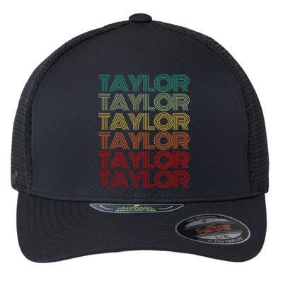 Retro First Name Taylor Girl Boy Personalized Flexfit Unipanel Trucker Cap