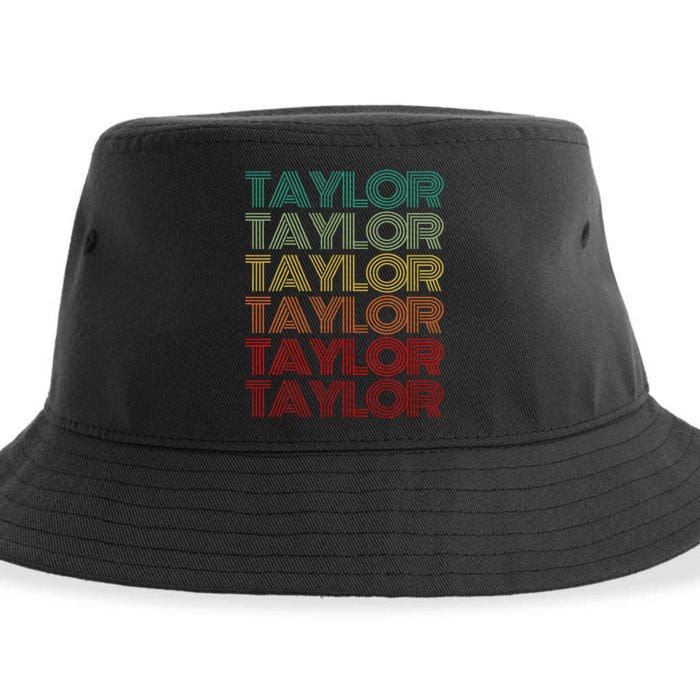 Retro First Name Taylor Girl Boy Personalized Sustainable Bucket Hat