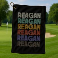 Reagan First Name Retro Vintage 90s Stylet Golf Towel