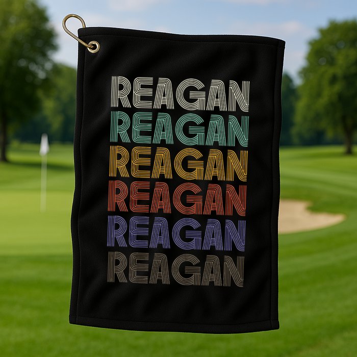 Reagan First Name Retro Vintage 90s Stylet Golf Towel
