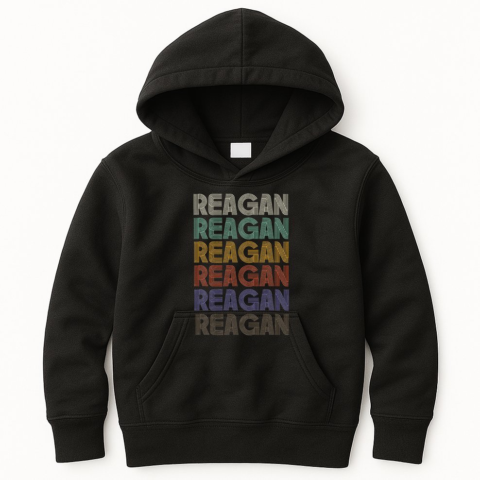 Reagan First Name Retro Vintage 90s Stylet Kids Hoodie