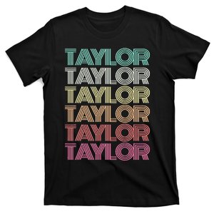 Retro First Name T.AYLOR Personalized Groovy T-Shirt