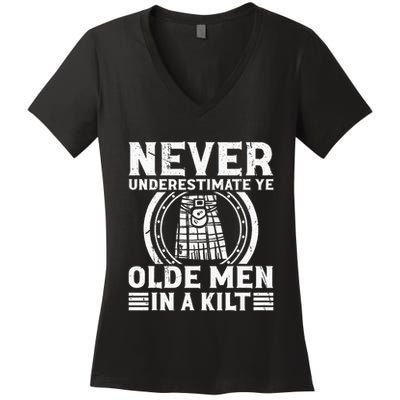 Ren Faire Never Underestimate Ye Olde In A Kilt Women's V-Neck T-Shirt