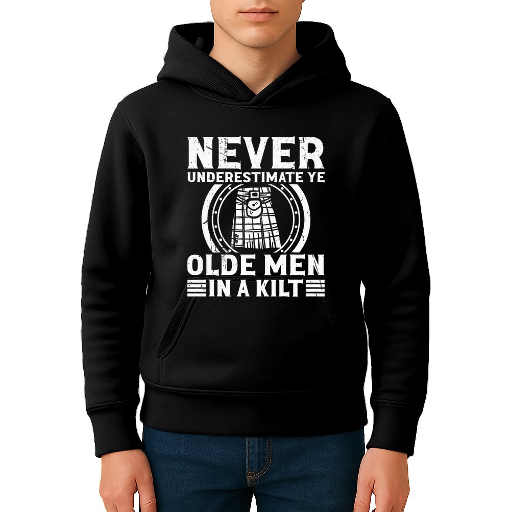 Ren Faire Never Underestimate Ye Olde In A Kilt Kids Hoodie