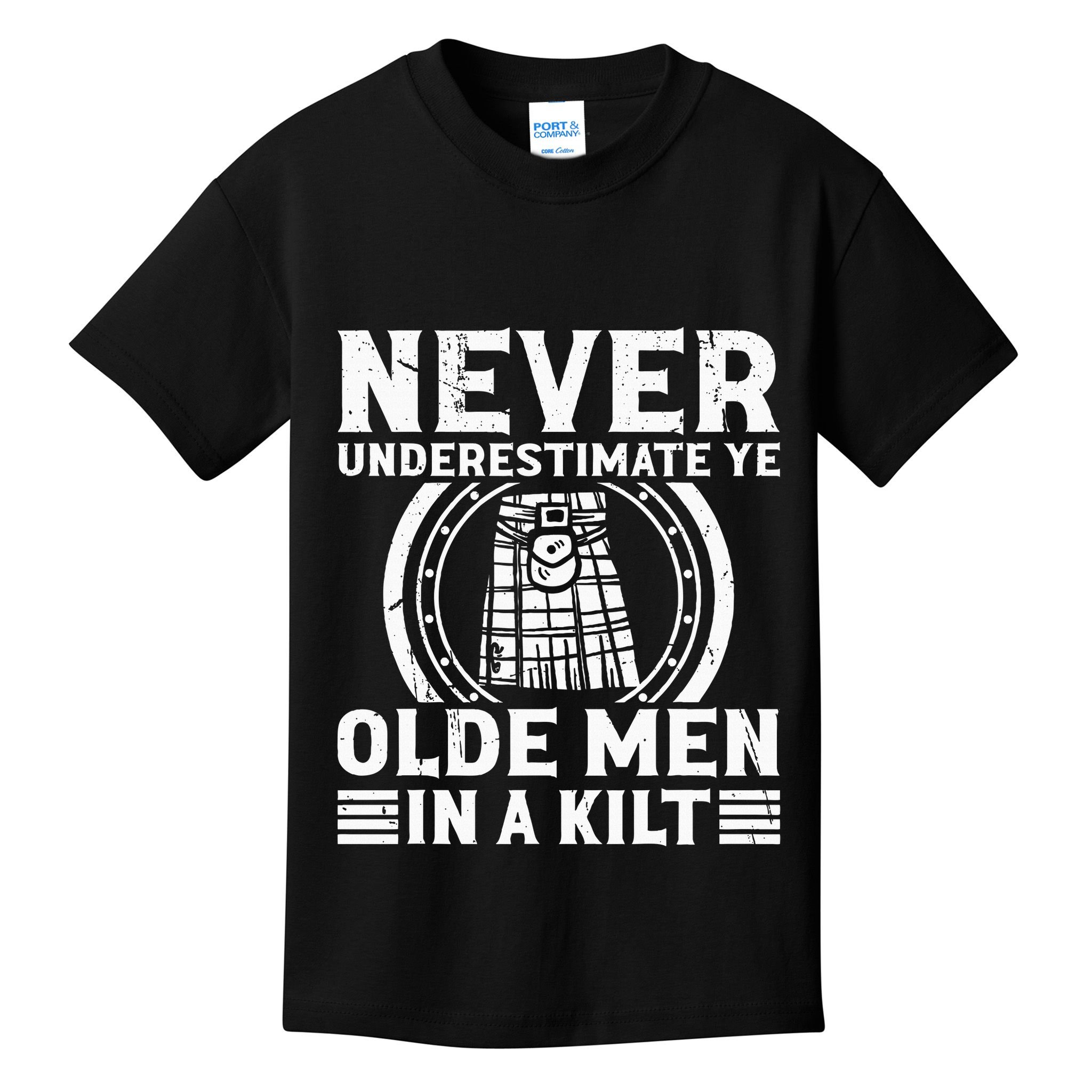 Ren Faire Never Underestimate Ye Olde In A Kilt Kids T-Shirt