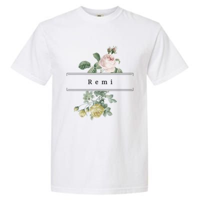 Remi First Name Vintage Roses Wedding Shower Rose Great Gift Garment-Dyed Heavyweight T-Shirt