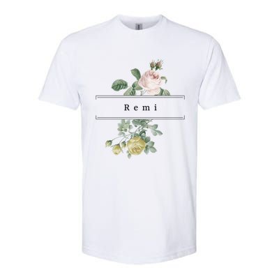 Remi First Name Vintage Roses Wedding Shower Rose Great Gift Softstyle CVC T-Shirt