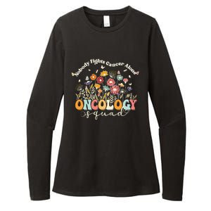 Retro Floral Nobody Fights Cancer Alone Oncology Nurse Squad Womens CVC Long Sleeve Shirt