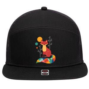 Rainbow Fox Nature Gift 7 Panel Mesh Trucker Snapback Hat