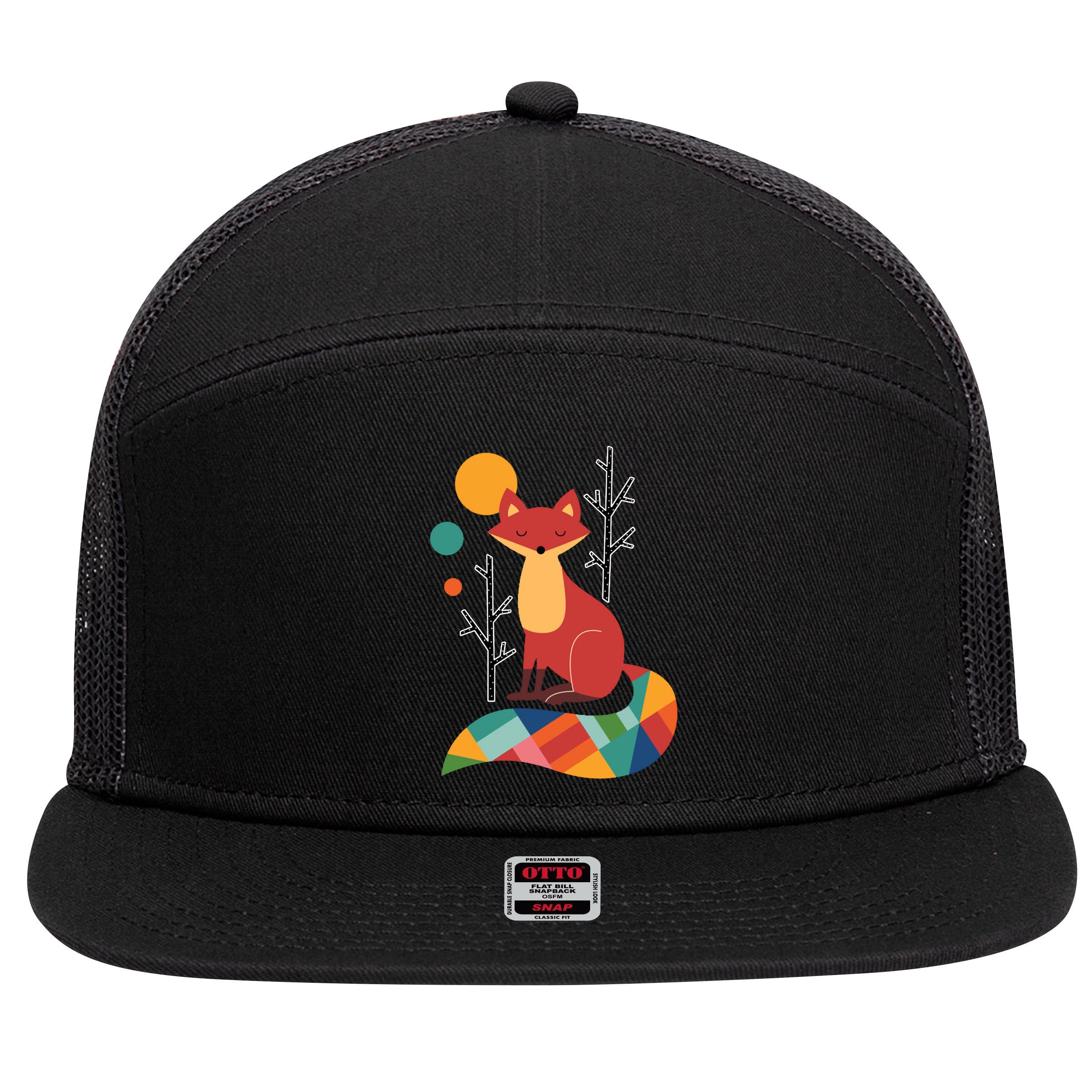 Rainbow Fox Nature Gift 7 Panel Mesh Trucker Snapback Hat